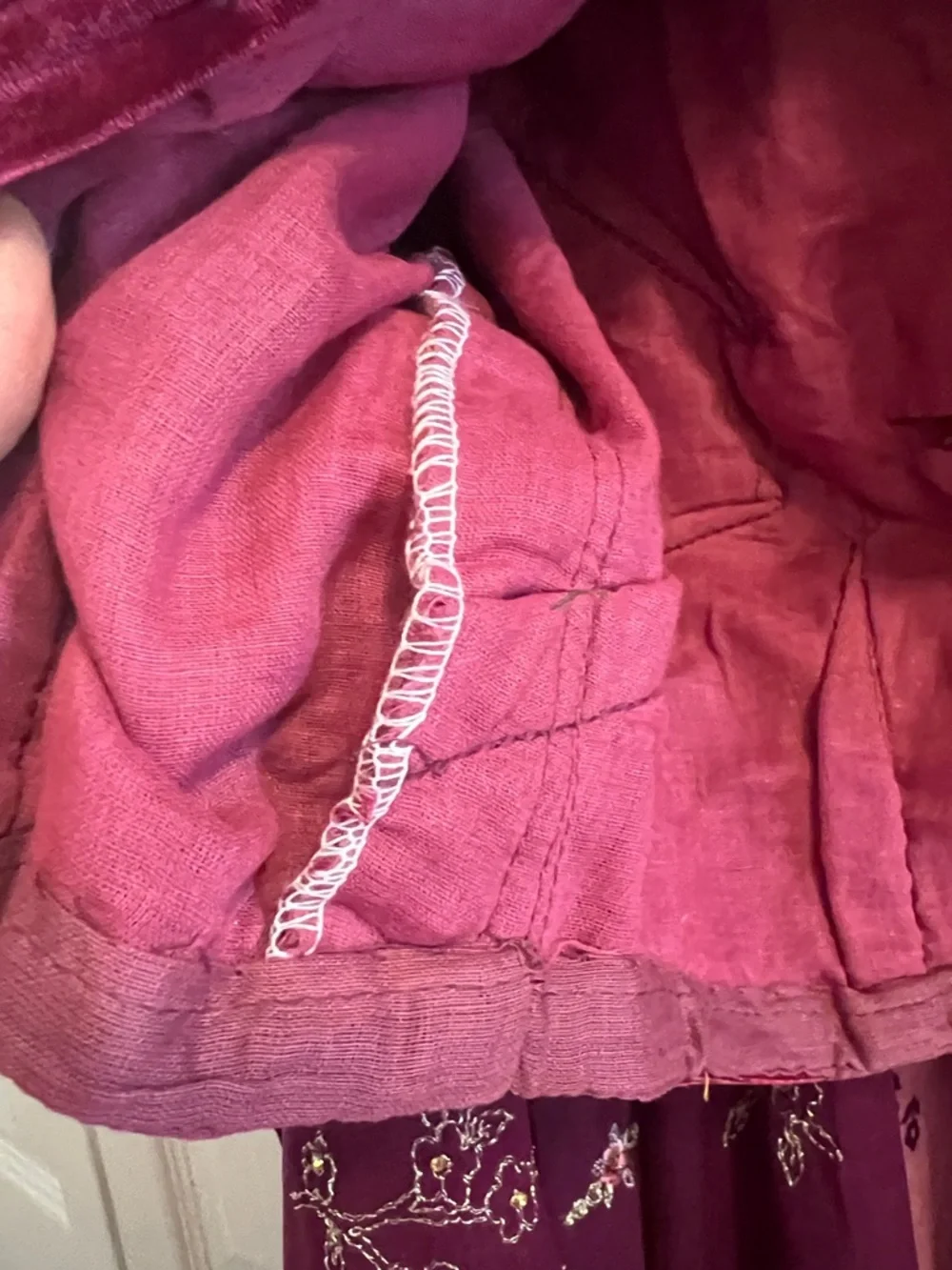 Burgundy and Pink Embroidered Lehenga Set - Picture 6 of 7